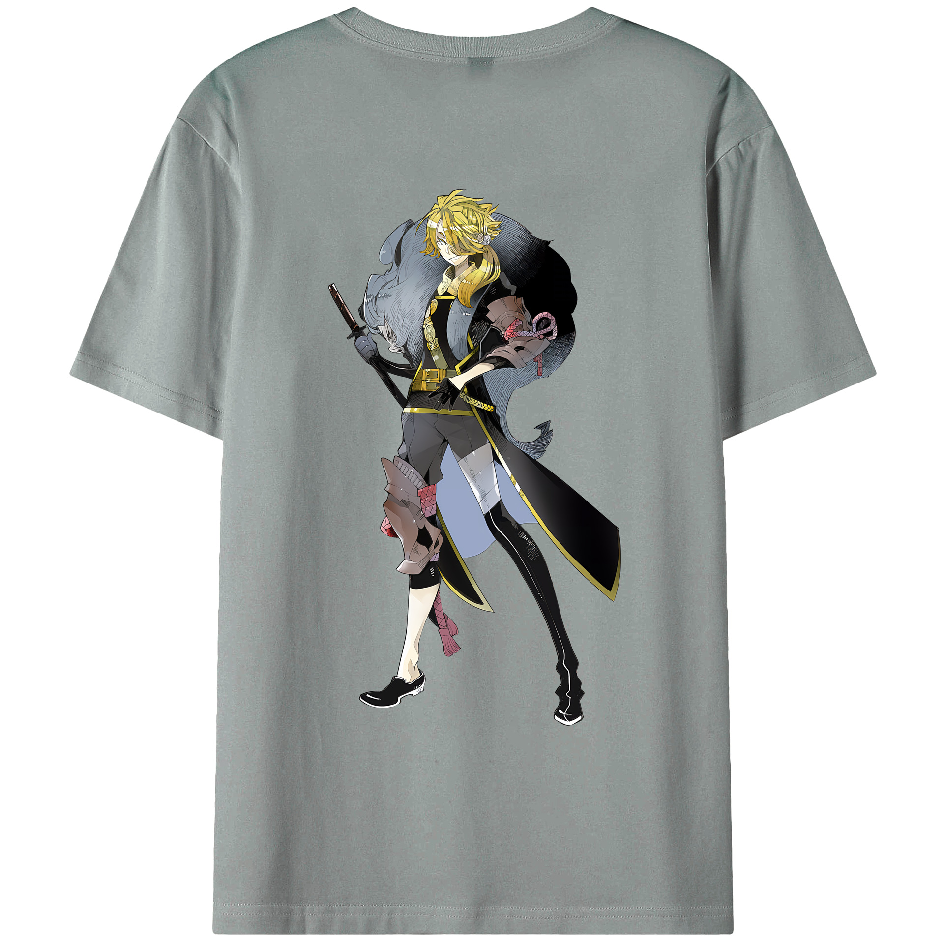 （画像用） 刀剣乱舞 Touken Ranbu 綿100％ メンズ半袖Tシャツ（バックプリント） 通気性